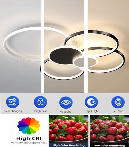 Suspension LED moderne avec éclairage intelligent ajustable pour le salon
