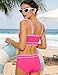 Girls Swimsuit 14-16 Years Teen Girl Bathing Suit Two Piece Hot Pink High Waisted Athletic Swim Suits Fashion Piping Girls Bikini Swimwear Set