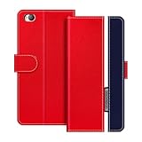 UOGNADGD Lederhülle Kompatibel mit ZTE Nubia N2 Klappbares Portemonnaie-Hülle mit Magnetverschluss Ständer & Kartenfächern stoßfestem Schutz (Rot)