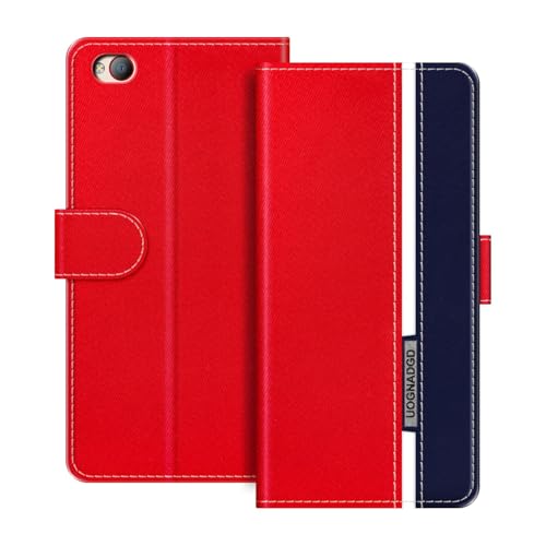 UOGNADGD Lederhülle Kompatibel mit ZTE Nubia N2 Klappbares Portemonnaie-Hülle mit Magnetverschluss Ständer & Kartenfächern stoßfestem Schutz (Rot)