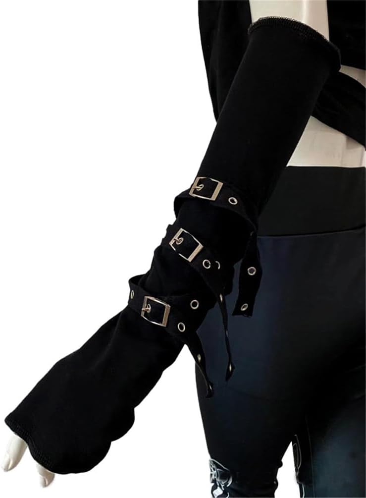 Sup-Coente Goth Arm Warmers Y2K Arm Sleeves Fingerless Gloves image 2