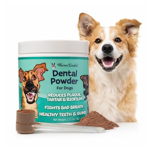 Warren London Premium Dental Powder for Dogs – Fresh Breath & Tartar Support with Kelp Astaxanthin Green Tea & Mint – Daily Oral Care Supplement for Teeth & Gums – Made in USA 60g