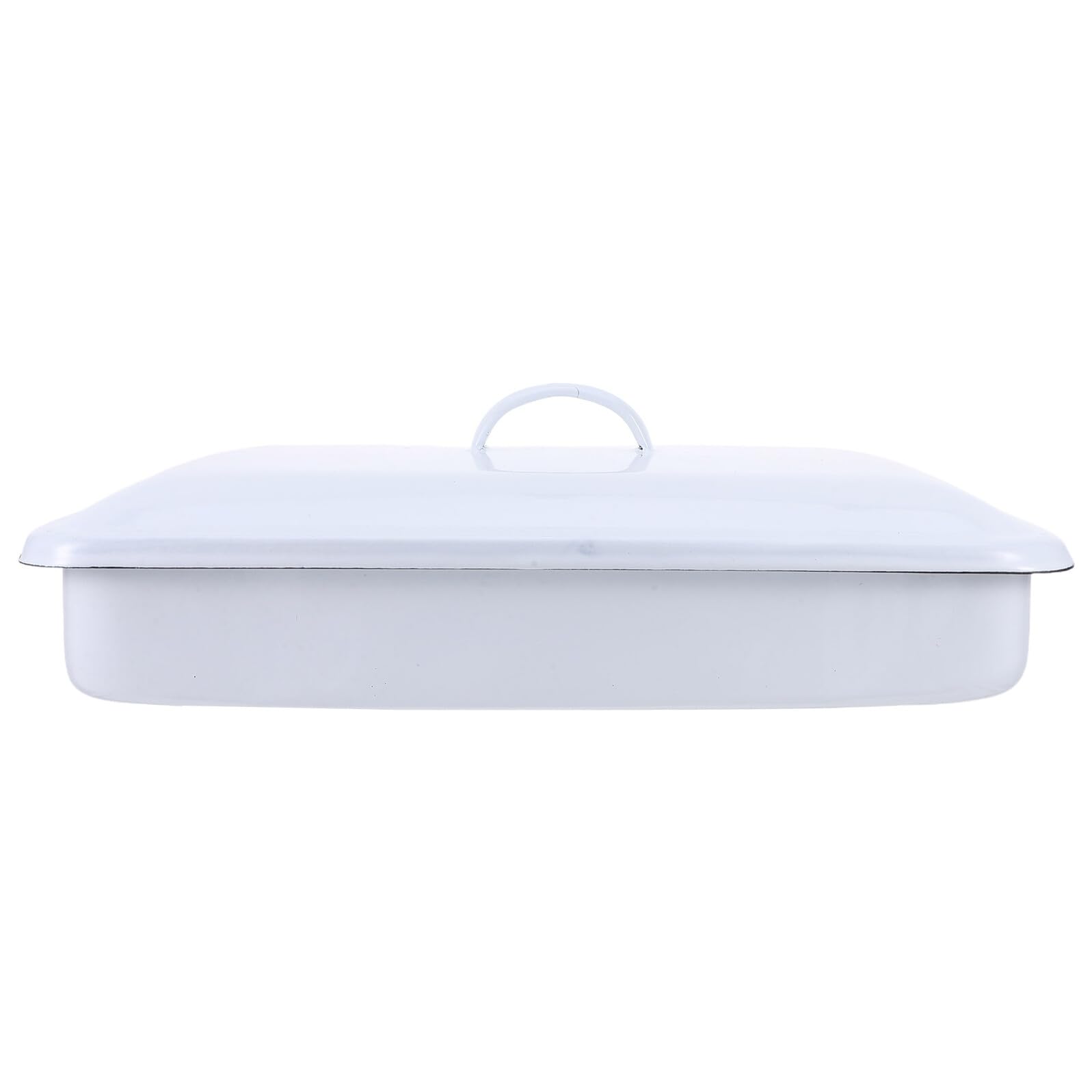 Cabilock Bandeja Esmaltada Rectangular 30X20X5 CM con Tapa para Laboratorio Recipiente para Instrumental y Material de Vidrio Bandeja para Clasificación y Almacenamiento de