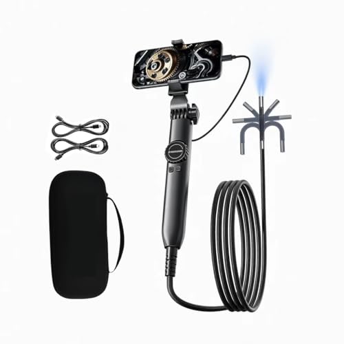 Cámara Endoscópica Articulada ZZQIN 1920P HD con Luz, Rotación 360°, Impermeable IP67, Cable Semi-rígido 5ft