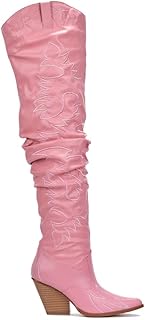 pink flat thigh high boots