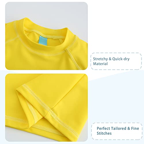 Big Boys Short Sleeve Rash Guard Shirts For Kids Swim Shirt Upf 50+ Sun Protetion Swimsuits Yellow Size 12/10-12 #TOP3