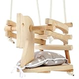  Baby Toddler Natural Wood Horse Figure Safety Swing Seat Chair - Wooden Swing Must Have Nursery or Playground Equipment - For Use Indoors or Outdoors by Malimas