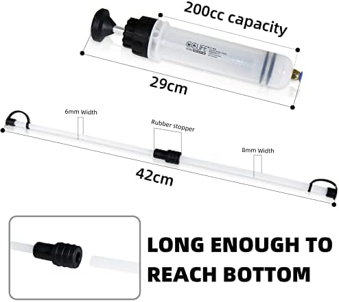 CCLIFE Pompa ręczna 200 cm³ strzykawka do odsysania oleju, pistolet do odsysania oleju, odsysacz cieczy i pompa napełniająca, nadaje się do silnika, przekładni, płynu hamulcowego, płynu