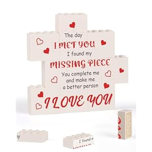 Anniversary Day Gifts for Her Him, Building Blocks Puzzle-Shaped Plaque I Love You Birthday Presents for Wife Husband, Christmas Valentines Romantic Gift for Girlfriend Boyfriend Women Couple