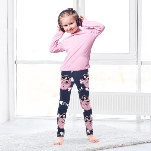 Pirate Pig Girls Leggings,Workout Leggings for Girls Toddler Athletic Legging Size for 3-10T4