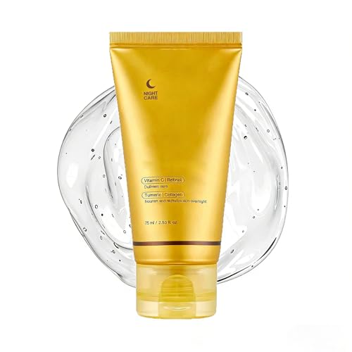 Collagen Night Wrapping Mask,Hydrolyzed Collagen Glass Skin Peel Off Facial mask,Reduce Fine Lines & Dullness,Turmeric Collagen Mask,Firming&Elasticity Sleeping Mask,Hydrating Anti Wrinkle Lifting