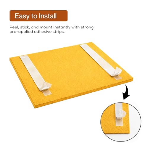 Image of MMT Acoustix Slats Felt Acoustic Wall Panel | Sound Proofing for Room |Premium Acoustic Panel |Pin Board for Wall |Sound Absorbing Panels | Slats Felt Acoustic Wall Panel |Mustard| 30 x 30 cm | 8 Pcs