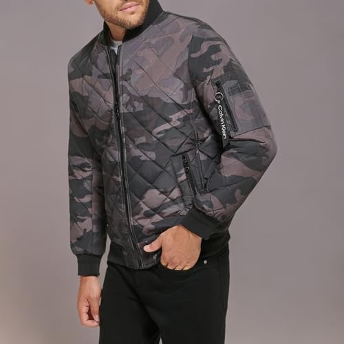 Image of Calvin Klein Men's Quilted Zipper Detail Flight Jacket