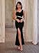 Angel-fashions Women's One Shoulder Ruched Gold Sequin Slit Pelumn Black Prom Evening Dress Size 14