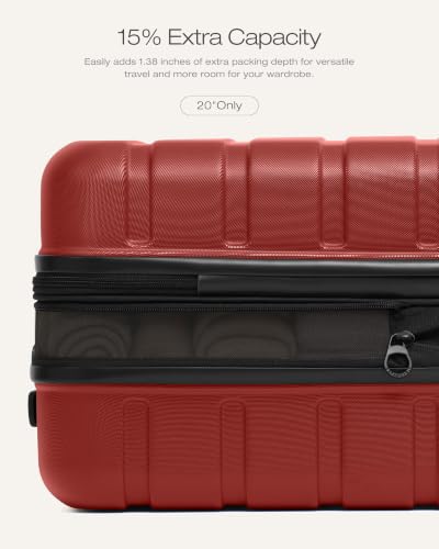Image of Coolife Luggage Set, Lightweight Durable Hardshell, 3 piece, Deep Red | Upgraded Polycarbonate Shell Suitcase,360 Spinner Double Wheels,Expandable(20''only),Tsa Lock,Aluminum Handle,Nested Design