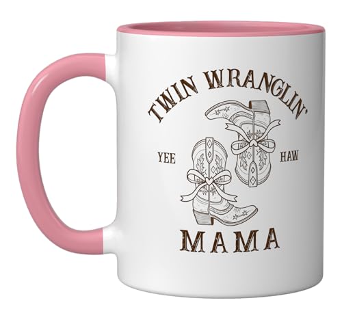 Taza de cerámica para mamá de gemelos 11 oz rosa/blanco miniatura 1