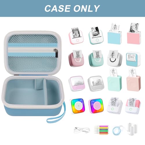 Image of ANKHOH Label Maker Case for Memoking T02 / for Phomemo M02 / M02S / M02 Pro / Q30S / for Nelko PM230 / for Anycash /for Ponek Mini Pocket Printer, Portable Sticker Paper Storage Holder - Box Only (Blue)