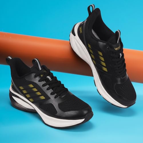 Image of Liberty Leap7x RUNNY-1E Lacing Sports Running Shoes for Men - White & Black | Comfortable and Durable Lace-Up Closure - Suitable for Lacing Walking, Gym, Jogging Shoes for Gents - Cushioned Footbed