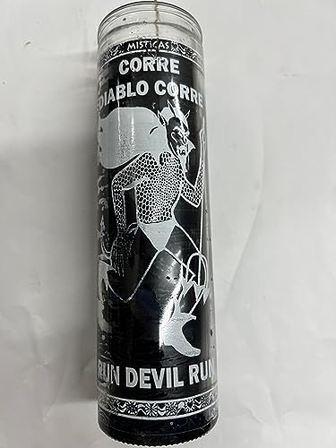Run Devil Run Unscented Black Pillar Candle in Glass