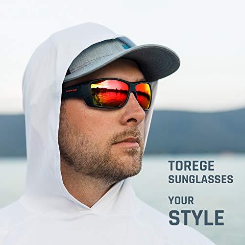 Image of TOREGE Polarized Sports Sunglasses with 3 Interchangeable Lenses for Men Women Cycling Running Baseball Glasses TR65