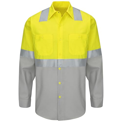 Image of Red Kap Men's Hi Visibility Long Sleeve Ripstop Work Shirt - Type R, Class 2