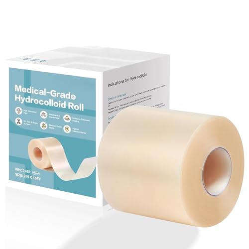 Hydrocolloid Roll Bande Hydrocolloïde 5cm x 1.5m - TONBAO Pansements Imperméables Auto-Adhésifs pour Acné, Ampoules et Soins des Plaies