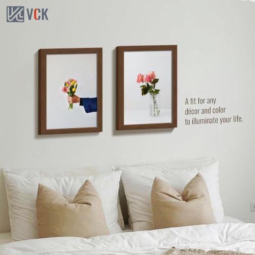 Image of VCK 12x18 Frames 3 Pack, Brown Poster Frame MDF Wood with Polished Plexiglass, Wall Mounting Horizontal & Vertical Display