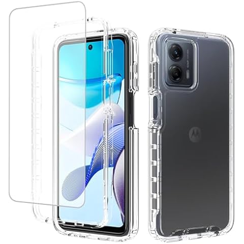 Zoeirc Case for Moto G 5G 2023/for Motorola G Power 5G 2023 Case with Tempered Glass Screen Protector Soft 360 Full Body Shockproof Bumper Crystal Clear Case Cover for Motorola Moto G Power 2023 Clear Cover