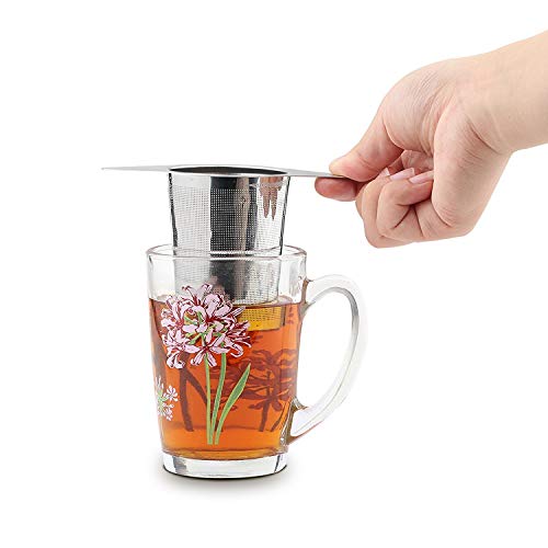 Yoassi 2 Pack 18/8 Stainless Steel Tea Infuser Mesh Strainer with Large Capacity & Perfect Size Double Handles for Hanging on Teapots, Mugs,Cups to steep Loose Leaf Tea and Coffee