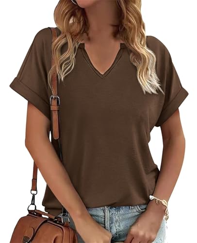 Womens V Neck T Shirts Casual Loose Tees Trending Now Summer Short Sleeve Tops