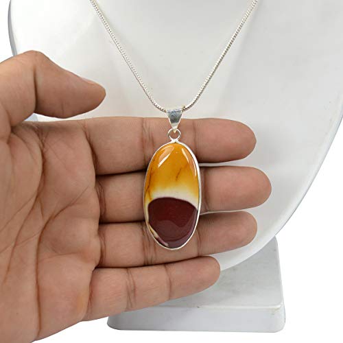 Image of Reiki Crystal Products AAA Mookaite Jasper Pendant Natural Crystal Stone Pendant /Locket with Metal Chain Oval Shape for Unisex
