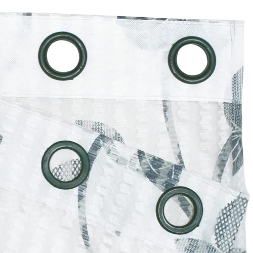Image of Curtains 7 feet Long Set of 10 | Grey & White Transparent Sheer Curtain | Room Decoration Items for Bedroom | 215 x 118 cm | Leaf Design Door Curtain | | Perfect for Home Decor