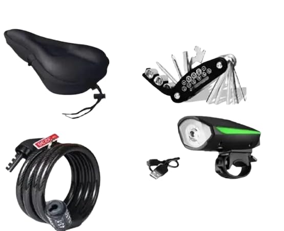 4-in-1 Bicycle Accessories Combo – Comfortable Seat Cover, Multi-Tool Kit, LED Front Headlight with USB Charging, and Anti-Theft Lock Cable | Essential Bike Accessories for Cycling-image-20