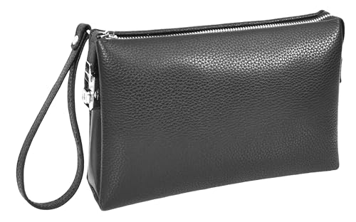 Pochette de voyage verrouillable en cuir véritable noir pour homme taille S