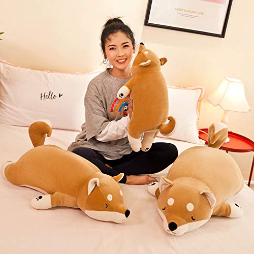 Kawaii Shiba Inu Peluche Giocattolo Carino Marrone Cane Peluche Cuscino Peluche Animale Farcito Bambola Bambini Dormire Placare Bambola Regalo Di Compleanno 90 cm Marrone
