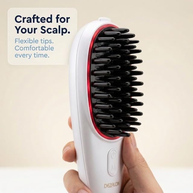 Electric Scalp Massager Brush – Cordless Vibrating Scalp Massage Device for Hair & Scalp Care, Rechargeable with Soft Flexible Bristles & Detachable Heads