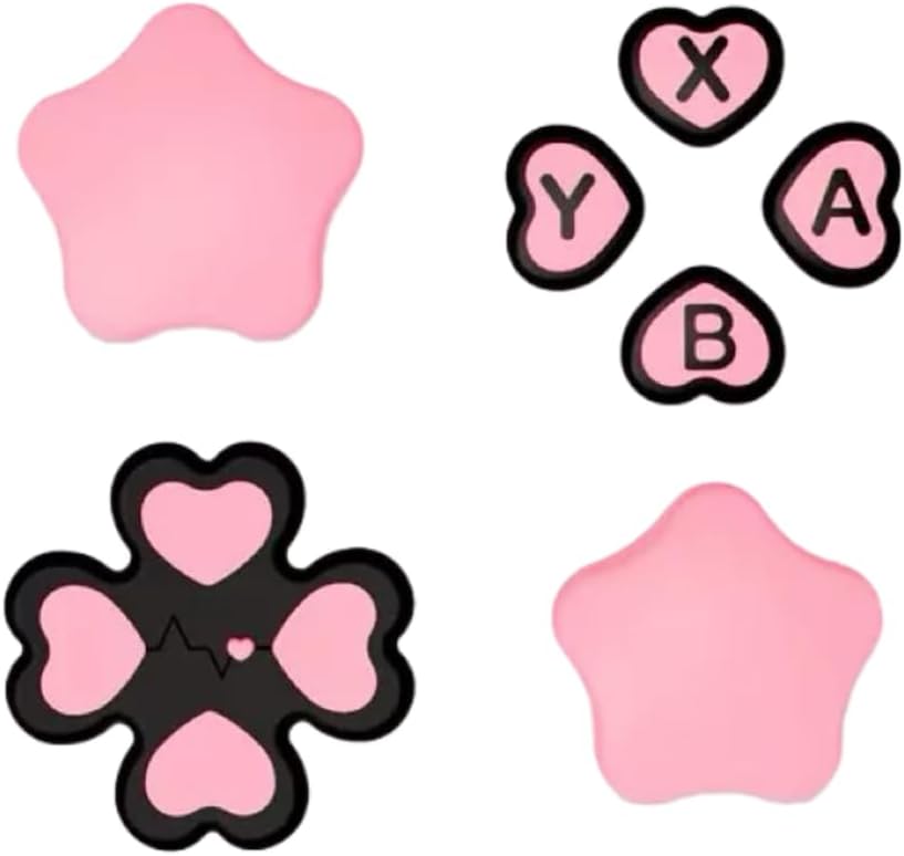 Star Button Caps Set Joystick Cover for Switch2-Pink | Silicone Joystick Cap Compatible with Switch2| Pink/Purple Heart Switch2 Thumb Grips