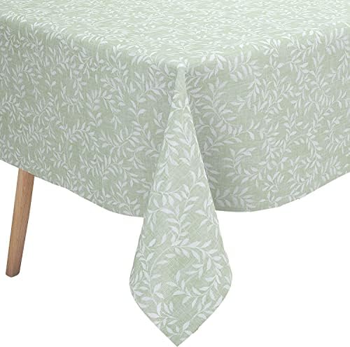 Karina Home Willow Leaves Grey Wipe Clean Tablecloth Vinyl 200cm x 140cm
