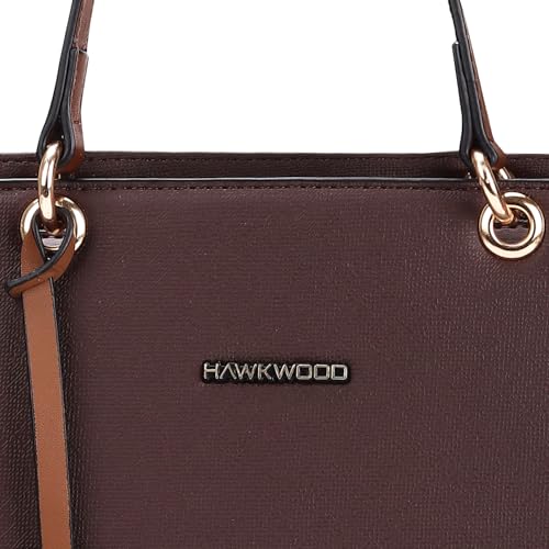 Image of HAWKWOOD Women's Premium PU Leather Structured Handheld Bag with Adjustable Shoulder Strap | Multi-Compartment Office & Casual Tote | Elegant Top Handle Purse for Daily Use