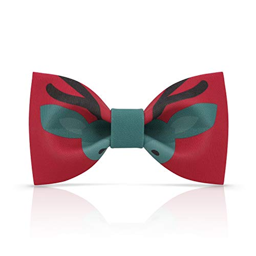 Lanzonia Men's Christmas Bowtie Funny Reindeer Print Bow Tie for Winter Party Holiday New Year Ball