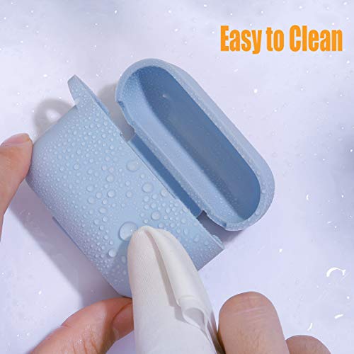 Dgege Airpod Pro Case Light Blue Compatible With Apple Airpods Pro, Soft Silicone Airpods Skin For Women Men Protective Cases Cover For Airpods Pro With Keychain (Front Led Visible) #TOP3