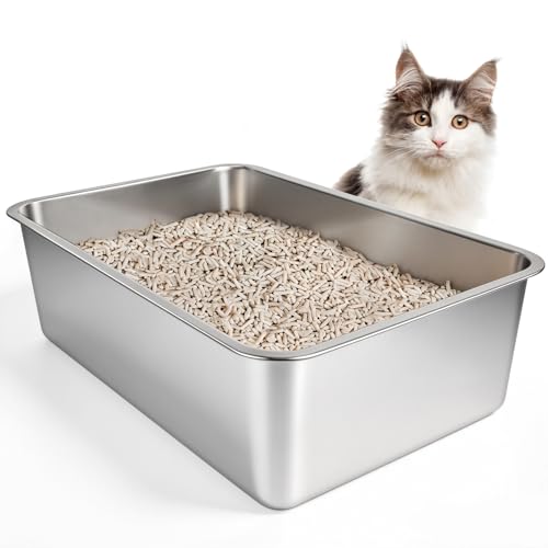 IKITCHEN Stainless Steel Cat Litter Box, Large