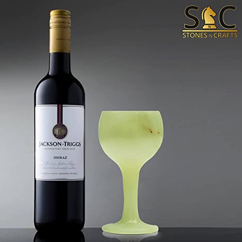 Stones N Crafts Marble Wine Glasses Set Of 2 Handmade Unique Wine Glasses 5 Ounce - Modern Wine Glasses For Wine Home And Kitchen Décor – Beautiful Onyx Stone Cool Wine Glasses Best For Gifts #TOP4