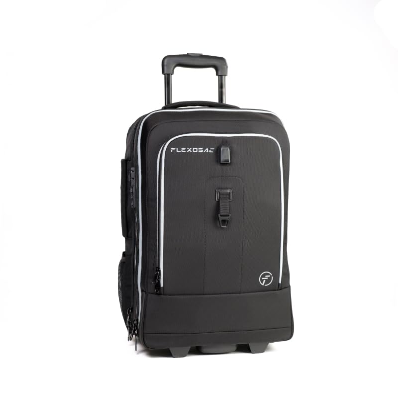 Flexosac 22” Carry On Wheeled Travel Backpack, Fits Up to 17.6” Laptop, Black