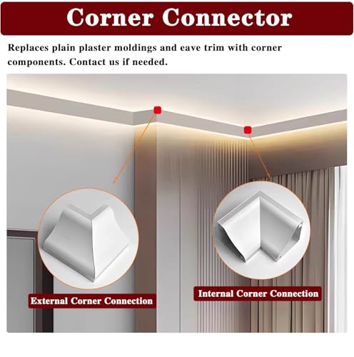 Oracra Corniche Plafond Moulure de Plafond avec Profilé LED Double Face, Diffuseur de Luminaire en Profilé Aluminium de 30, 25, 16, 10, 4 et 3 m, Plinthe Lumineuse LED avec Diffuseur(8ft(2.5 m)) – vue 5