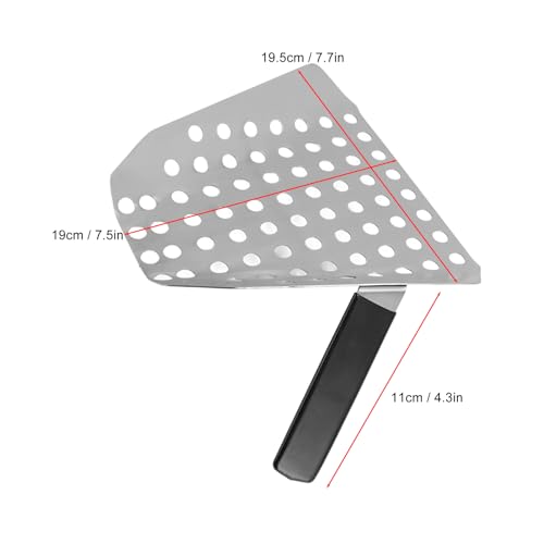 Fries Scoop, Stainless Steel Ergonomic Single Handle French Fry Scooper with Holes for Popcorn 2pcs - Thumbnail 2