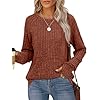 Saloogoe Women’s Long Sleeve Top Crewneck Basic Lightweight Fall Shirt with Thumb Hole