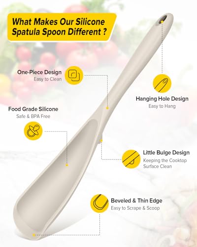 Image of BUNDLEPRO Silicone Cooking Spoons for Nonstick Cookware, One-Piece, 2 Pack