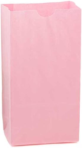 Hygloss Productos Bolsas de papel rosas para recuerdos de fiesta, artes, manualidades 4.5 x 8.5 x 2.5 pulgadas, paquete de 100