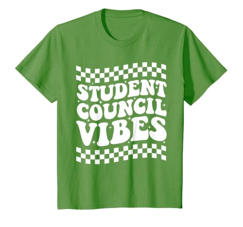 Student Council Vibes Retro Groovy School Student Council T-Shirt, Youth, Grass Green, Large